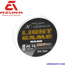 Шнур Azura X-Game Light Game Nano X8 PE White #0,15 диаметр 0,069мм размотка 150м белый